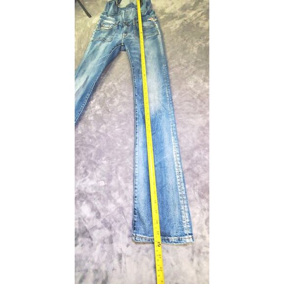 REPLAY Women's Sz 26 Vintage Style Denim Overalls Distressed Details Blue Light - Picture 2 of 10